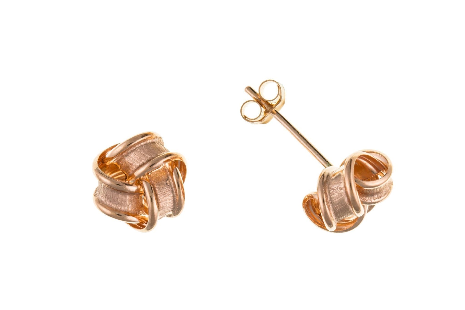 Rose Gold Knot Stud Earring Round