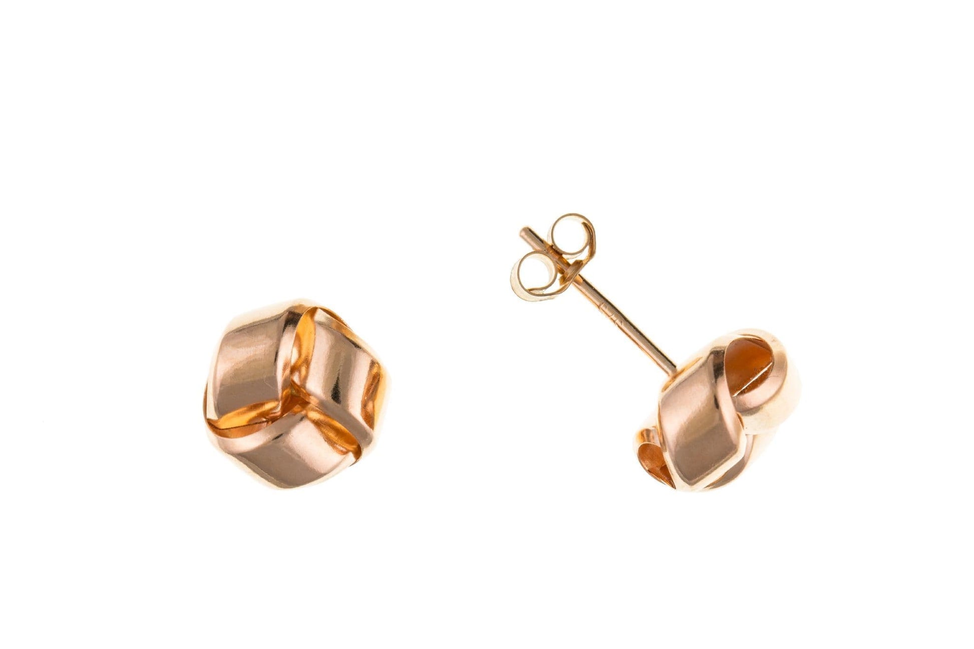 Rose Gold Knot Stud Earrings Round