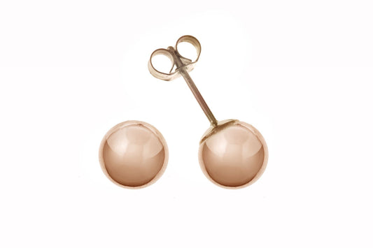 Rose Gold Plain Polished Ball Stud Earrings