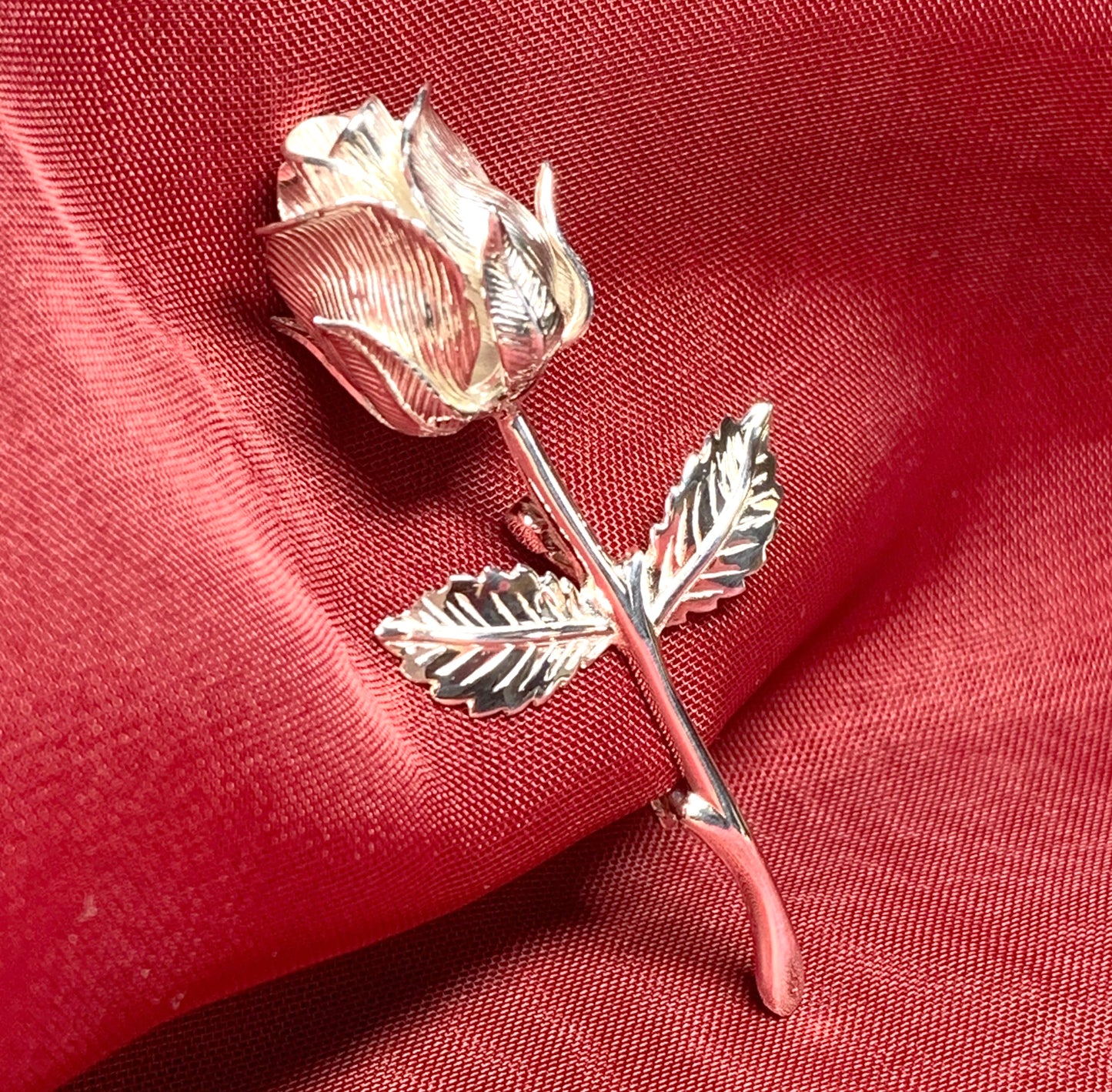 Sterling Silver Rose Shaped Brooch