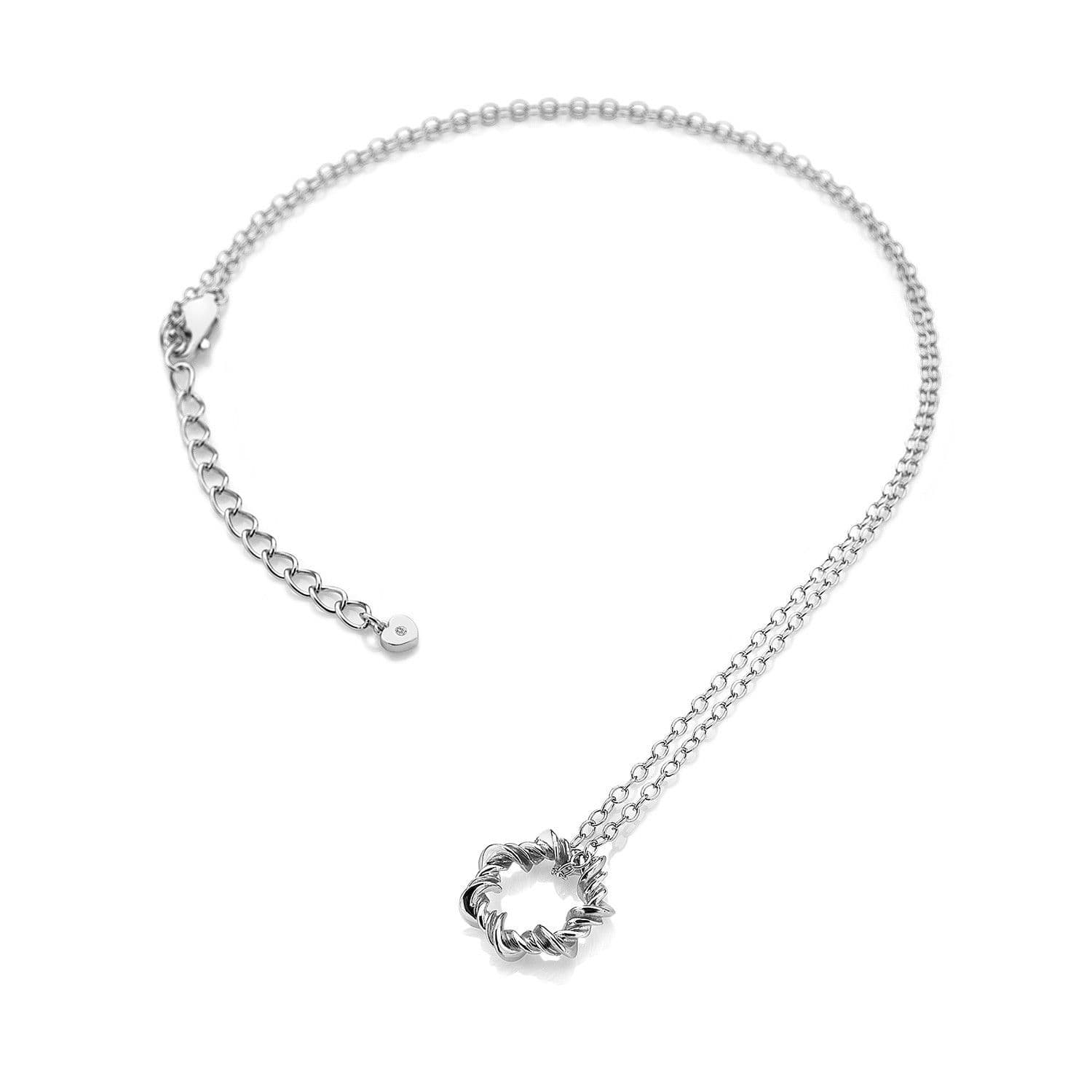 Round Decorated Circle Hot Diamonds Sterling Silver Necklace DP752