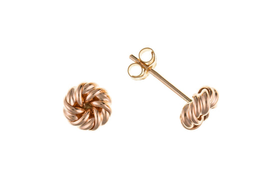 Rose Gold Round Knot Stud Earrings
