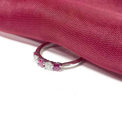 Round Ruby And Diamond White Gold Claw Set Eternity Ring