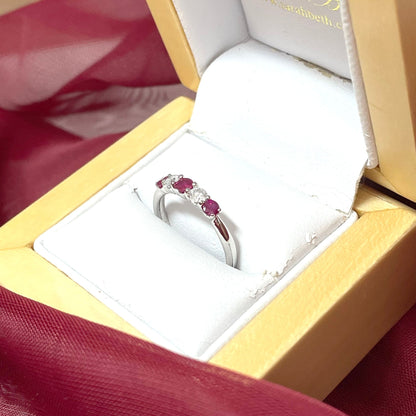 Round Ruby And Diamond White Gold Claw Set Eternity Ring