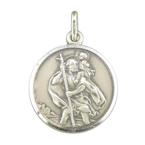 Round sterling silver St. Christopher 20 mm