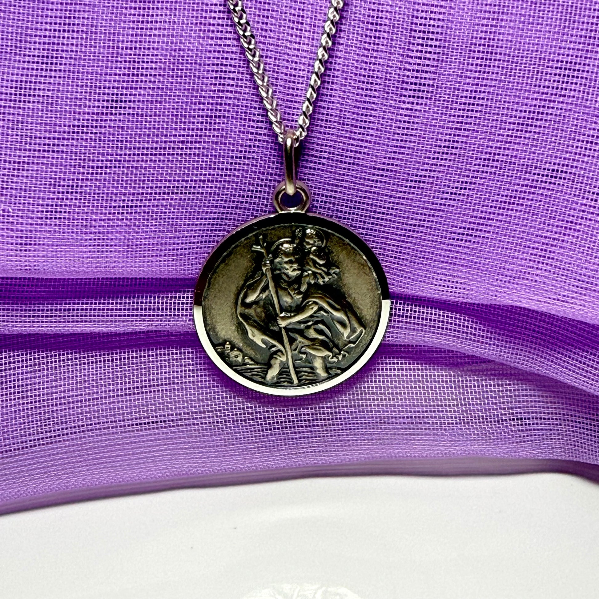 Round sterling silver St. Christopher 20 mm
