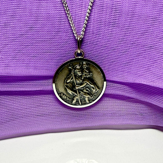 Round sterling silver St. Christopher 20 mm