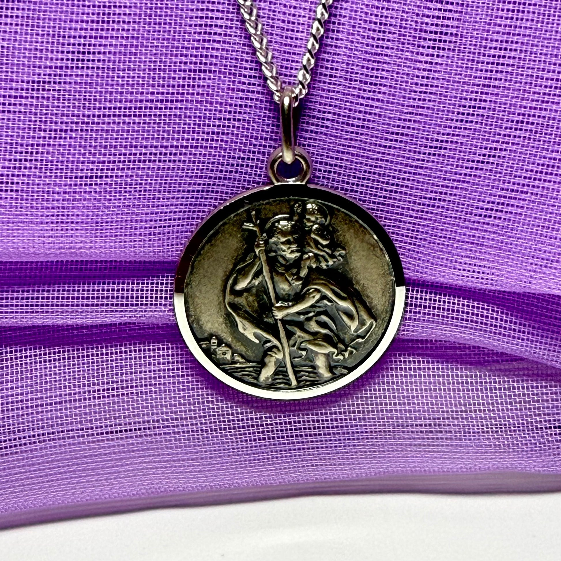 Round sterling silver St. Christopher 20 mm