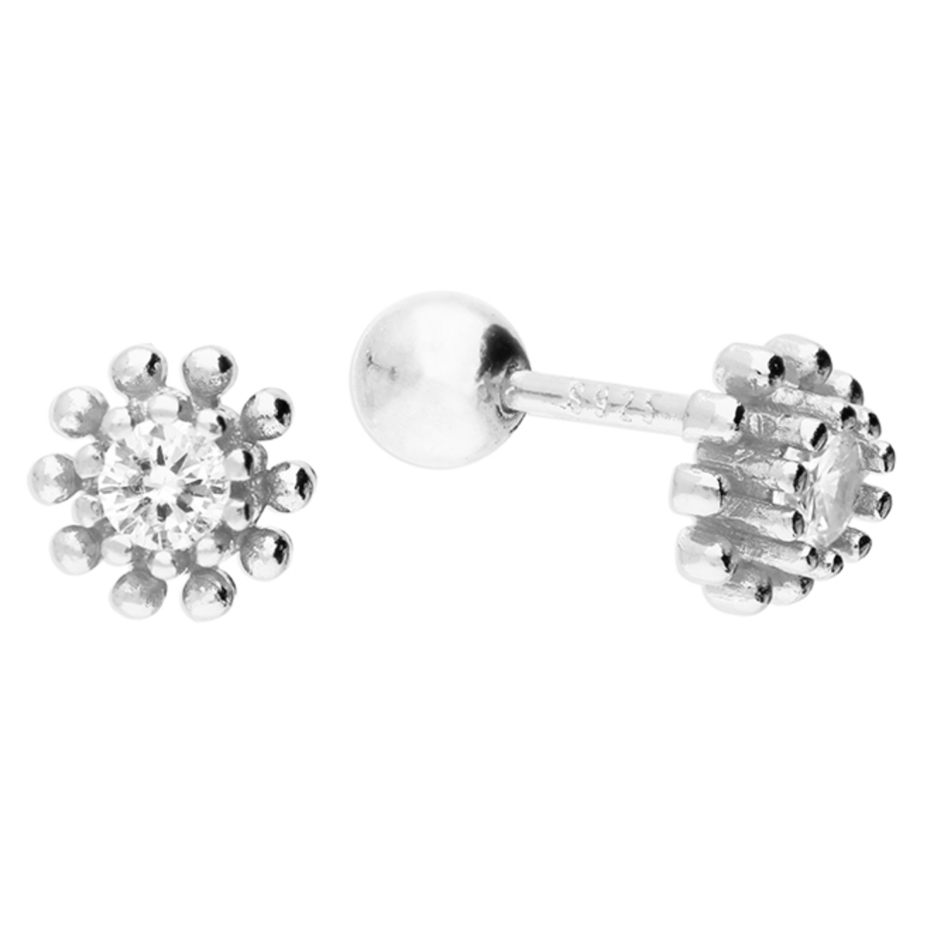 Round cubic zirconia round small bobble cluster stud earrings