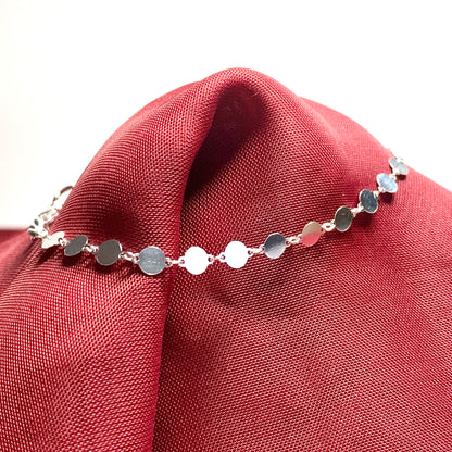 Round link ladies polished sterling silver bracelet