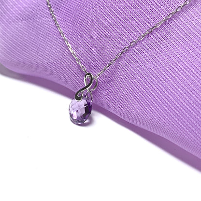 Round purple amethyst white gold necklace