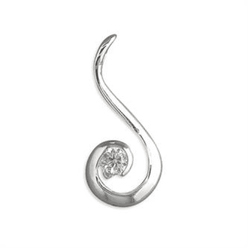 Round swirl cubic zirconia sterling silver necklace