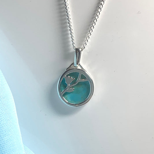 Round turquoise sterling silver necklace