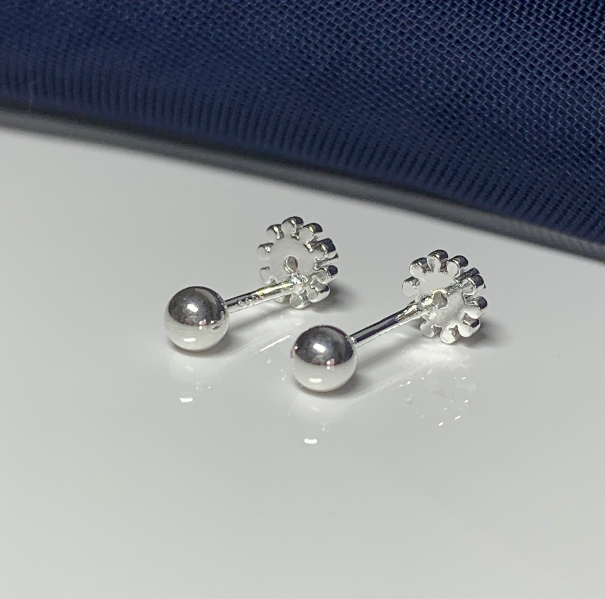 Round cubic zirconia round small bobble cluster stud earrings with screw fastenings