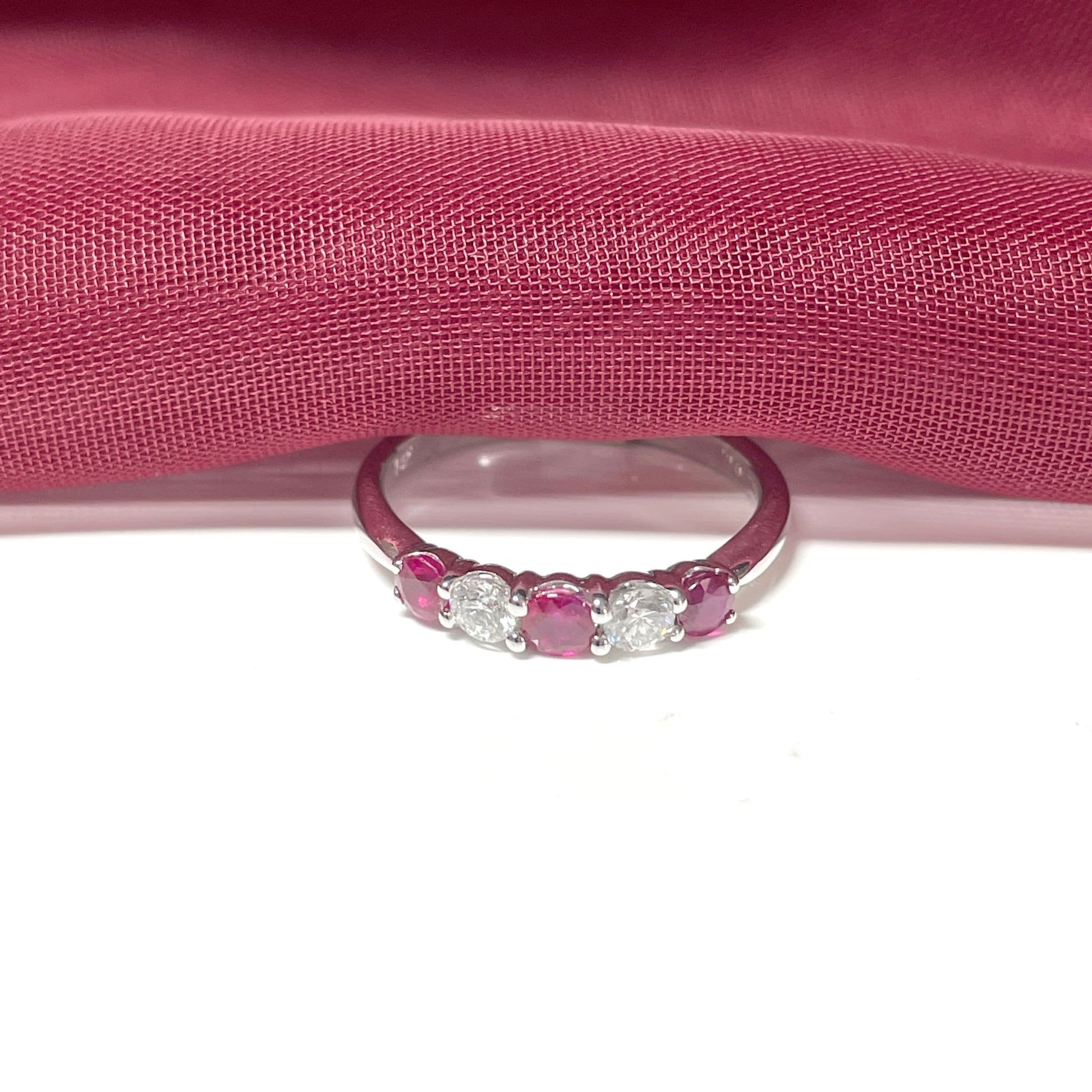 Round Ruby And Diamond White Gold Claw Set Eternity Ring