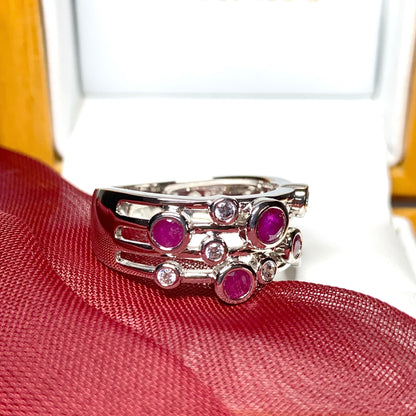 Ruby and cubic zirconia cocktail ring