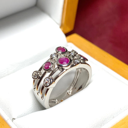 Ruby and cubic zirconia cocktail ring