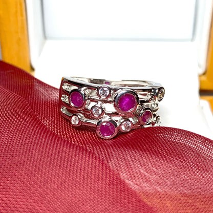 Ruby and cubic zirconia cocktail ring