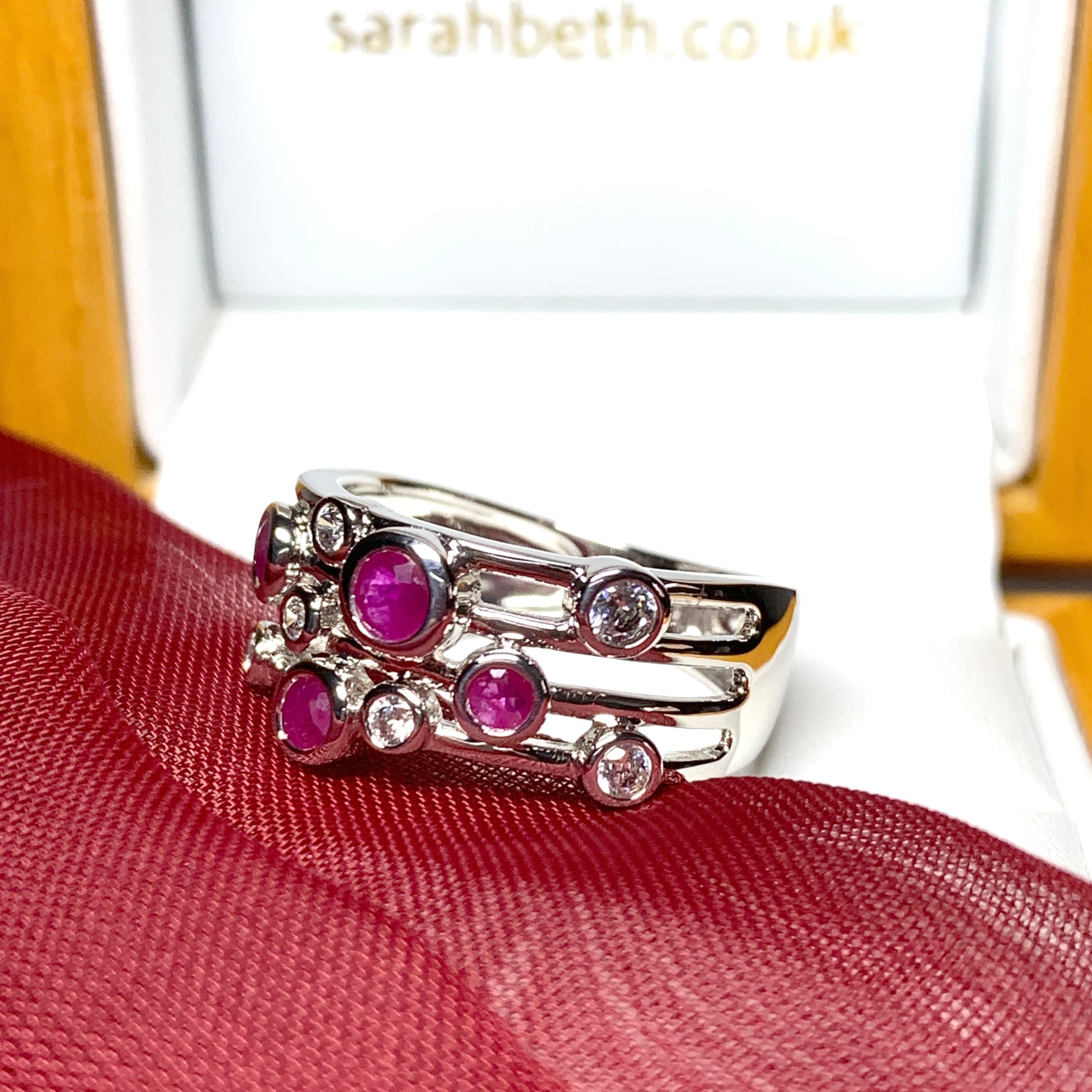Ruby and cubic zirconia cocktail ring