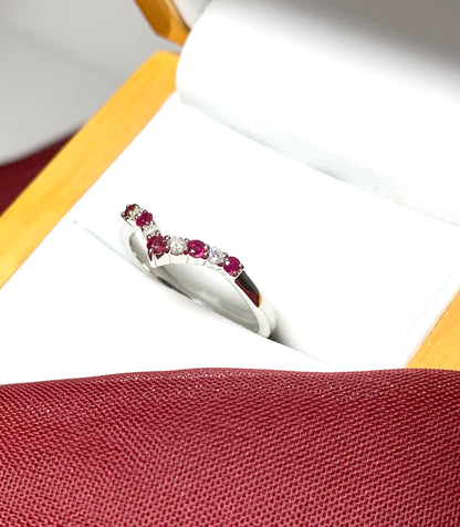 Wishbone ring ruby and diamond white gold