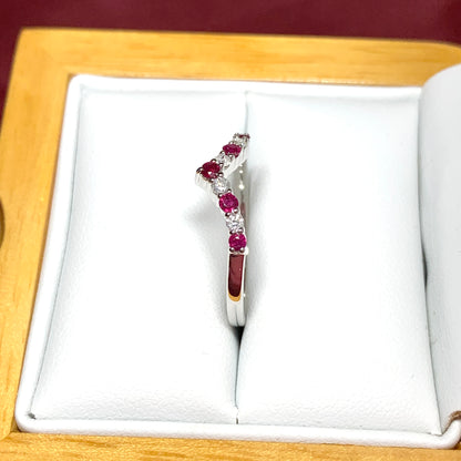 Wishbone ring ruby and diamond white gold