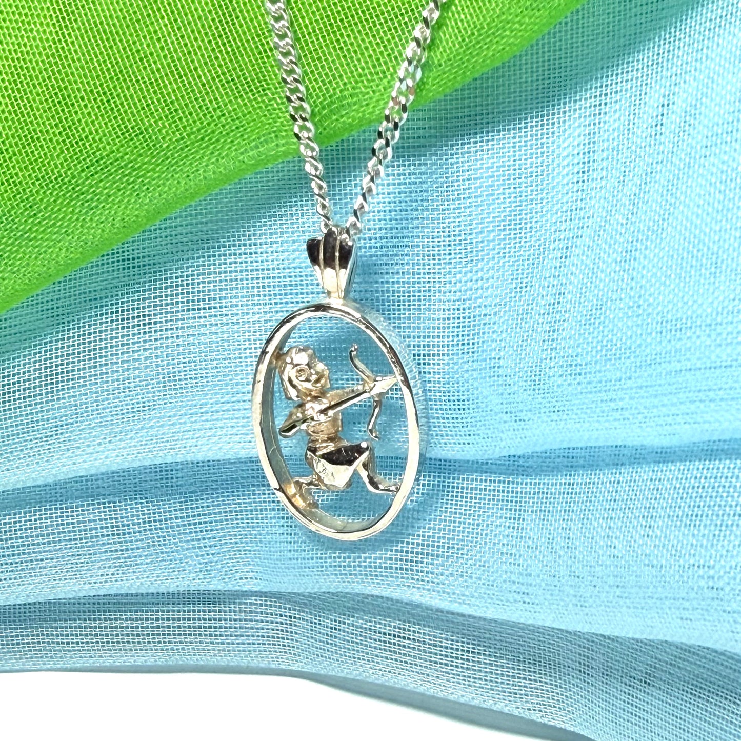 Sagittarius Archer Zodiac Oval Necklace Sterling Silver Pendant