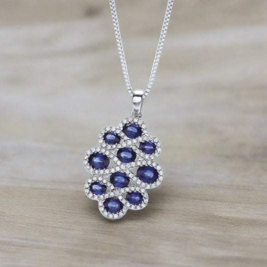 Sapphire And Diamond 18 Carat White Gold Necklace