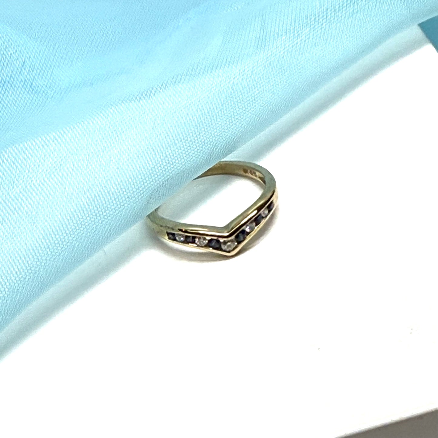 Wishbone Sapphire And Diamond Yellow Channel Set Gold Ring