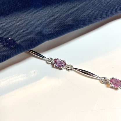 Pink sapphire and diamond white gold bracelet