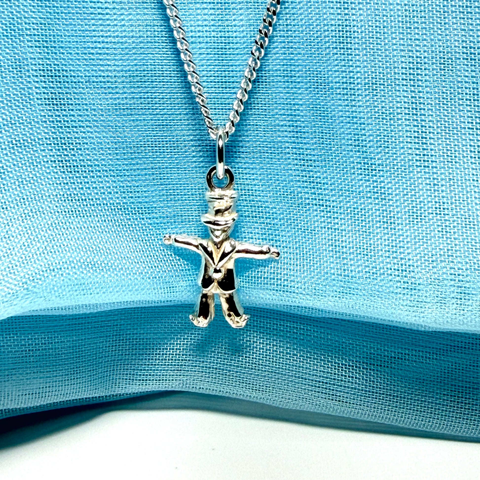 Scarecrow shaped solid necklace sterling silver with chain