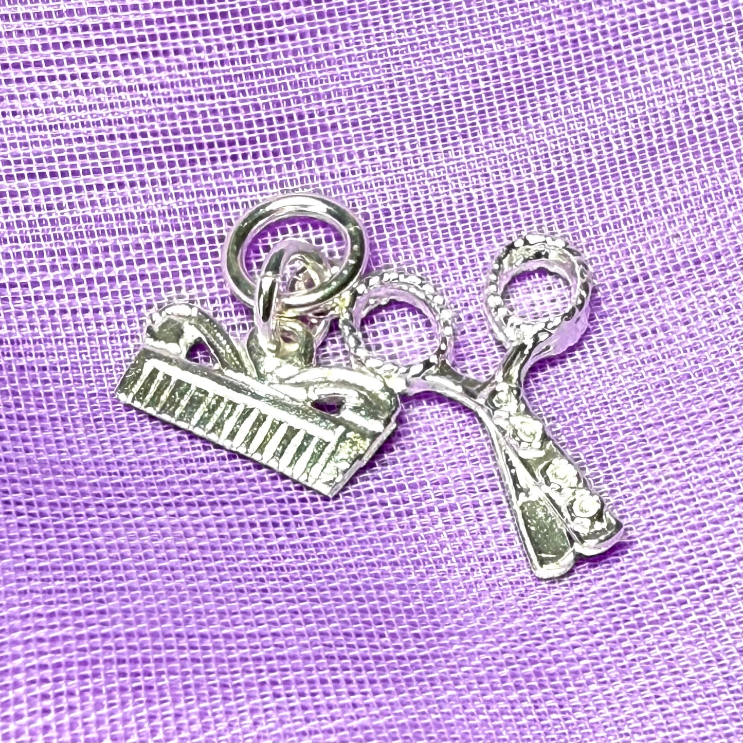 Scissors And Comb Charm Sterling Silver