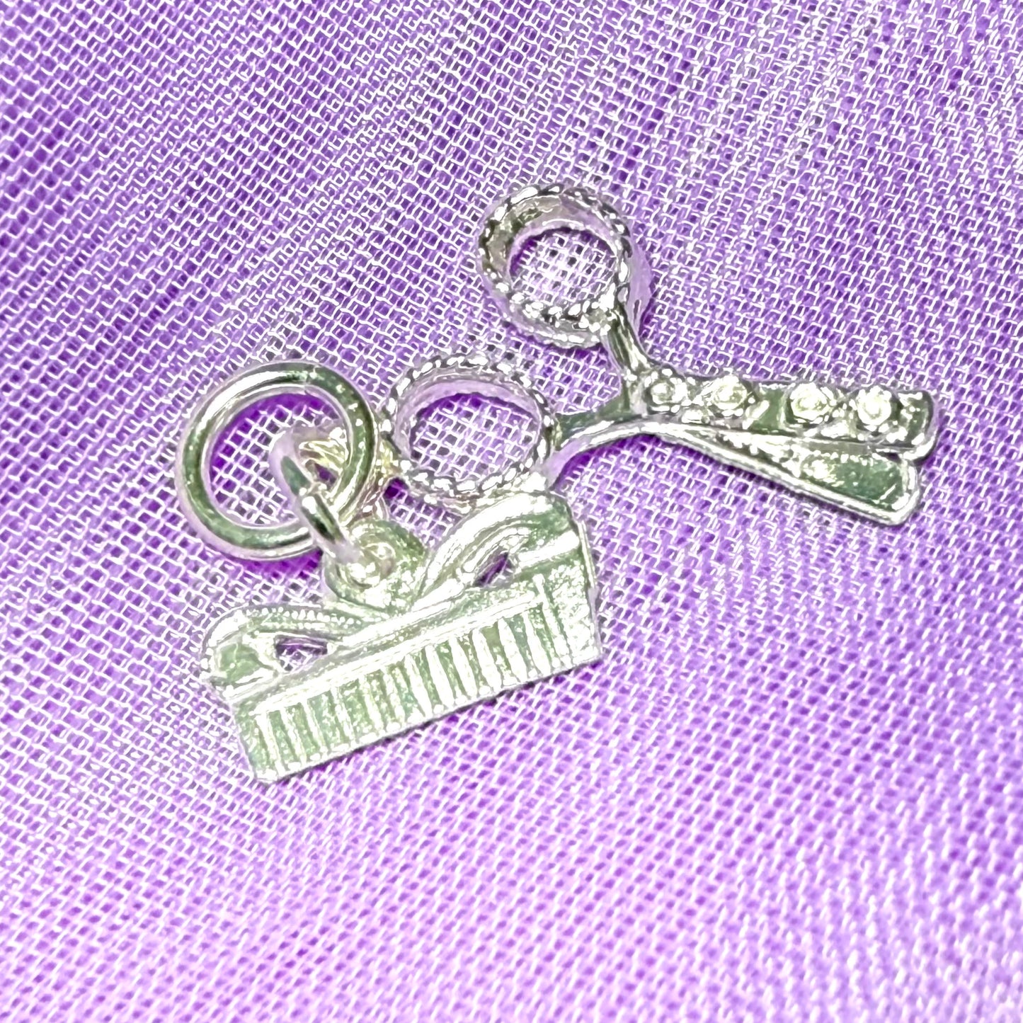 Scissors And Comb Charm Sterling Silver