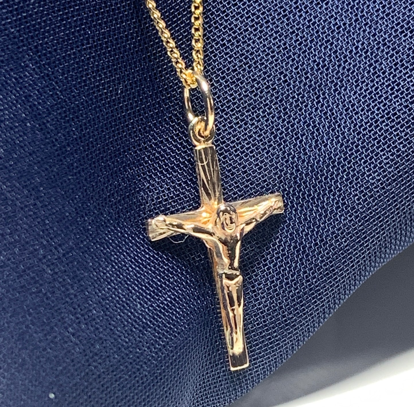 Solid yellow gold crucifix cross necklace pendant