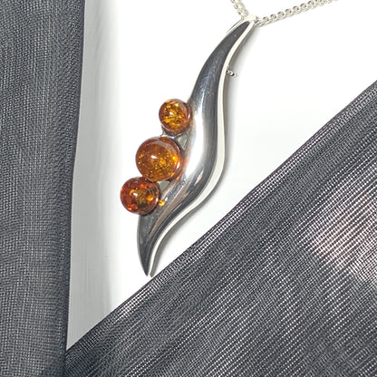 Sterling Silver Amber Swirl Necklace