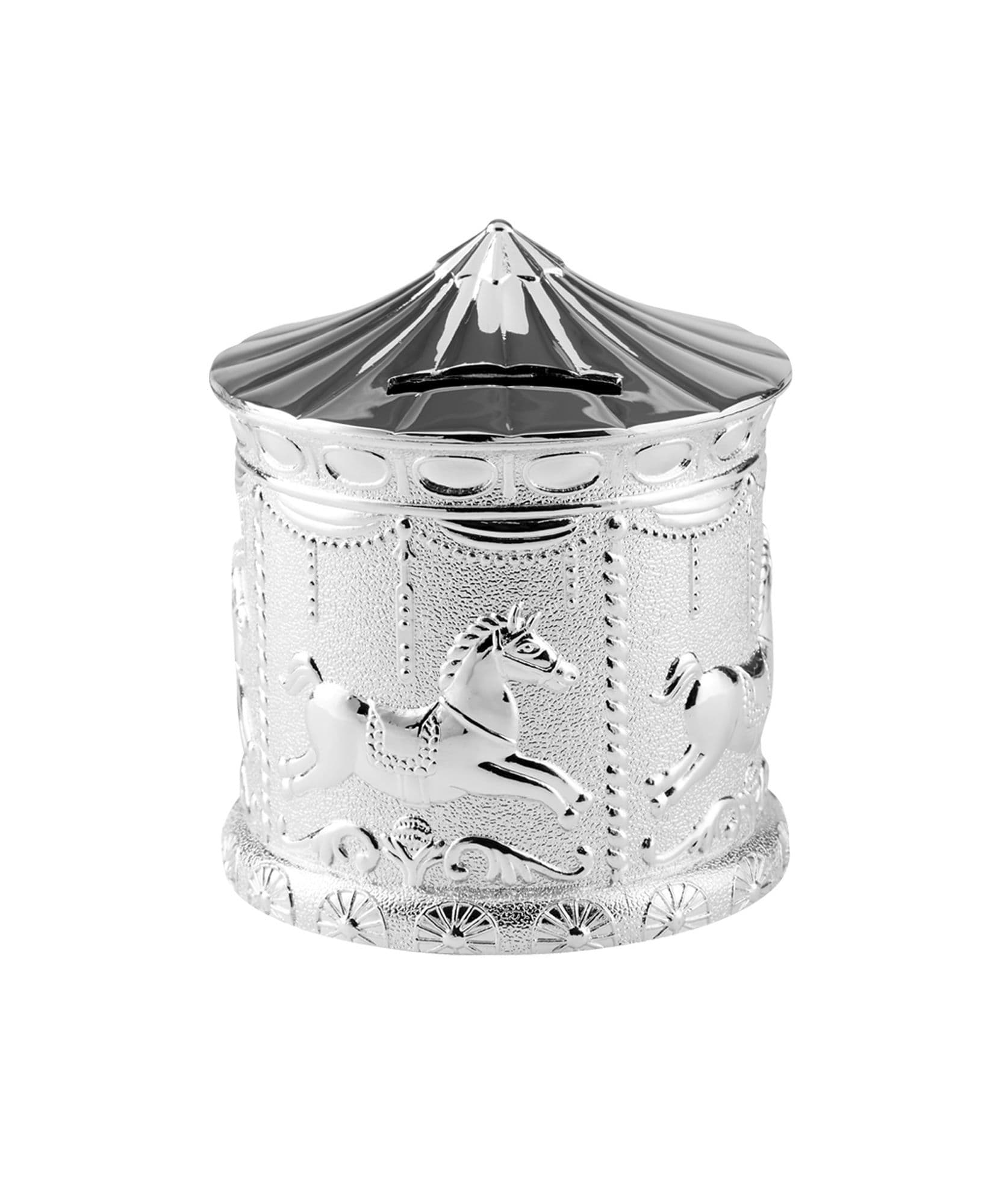 Silver Plated Carousel Money Box Christening Gift