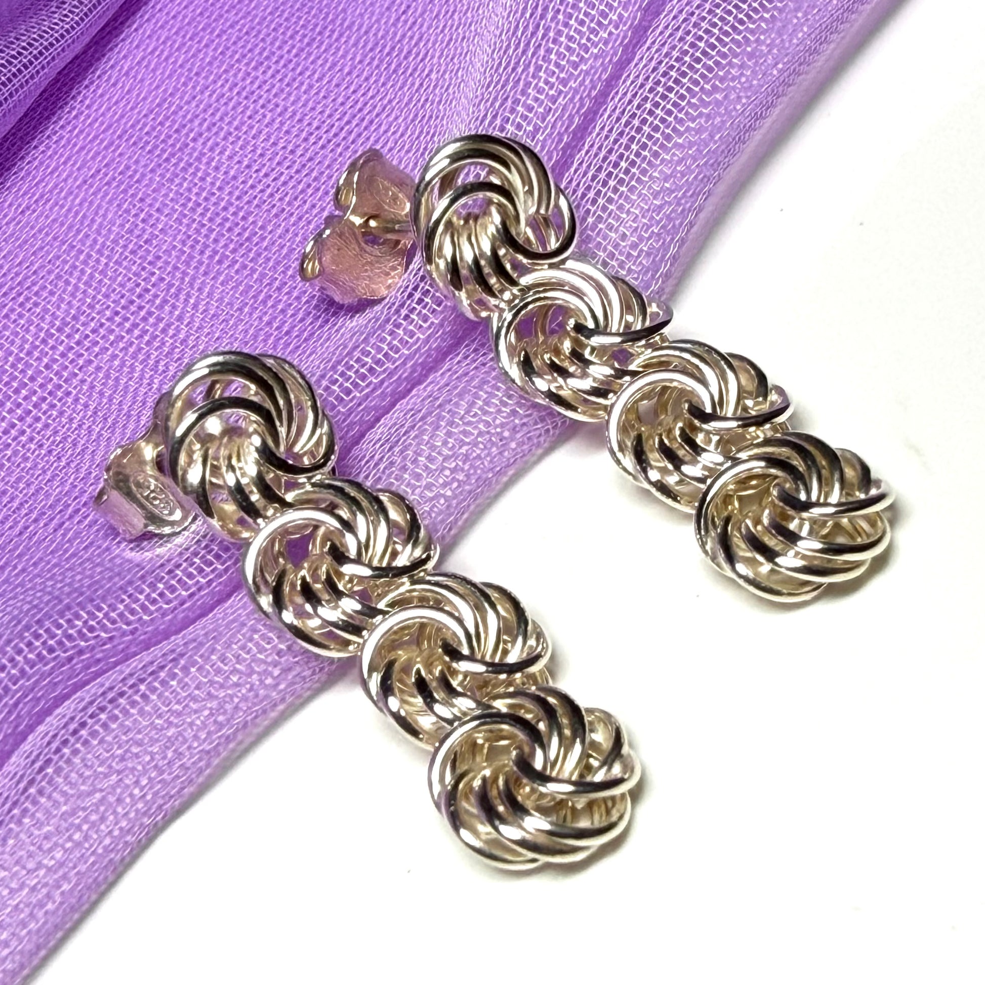 Silver Drop Rope Earrings