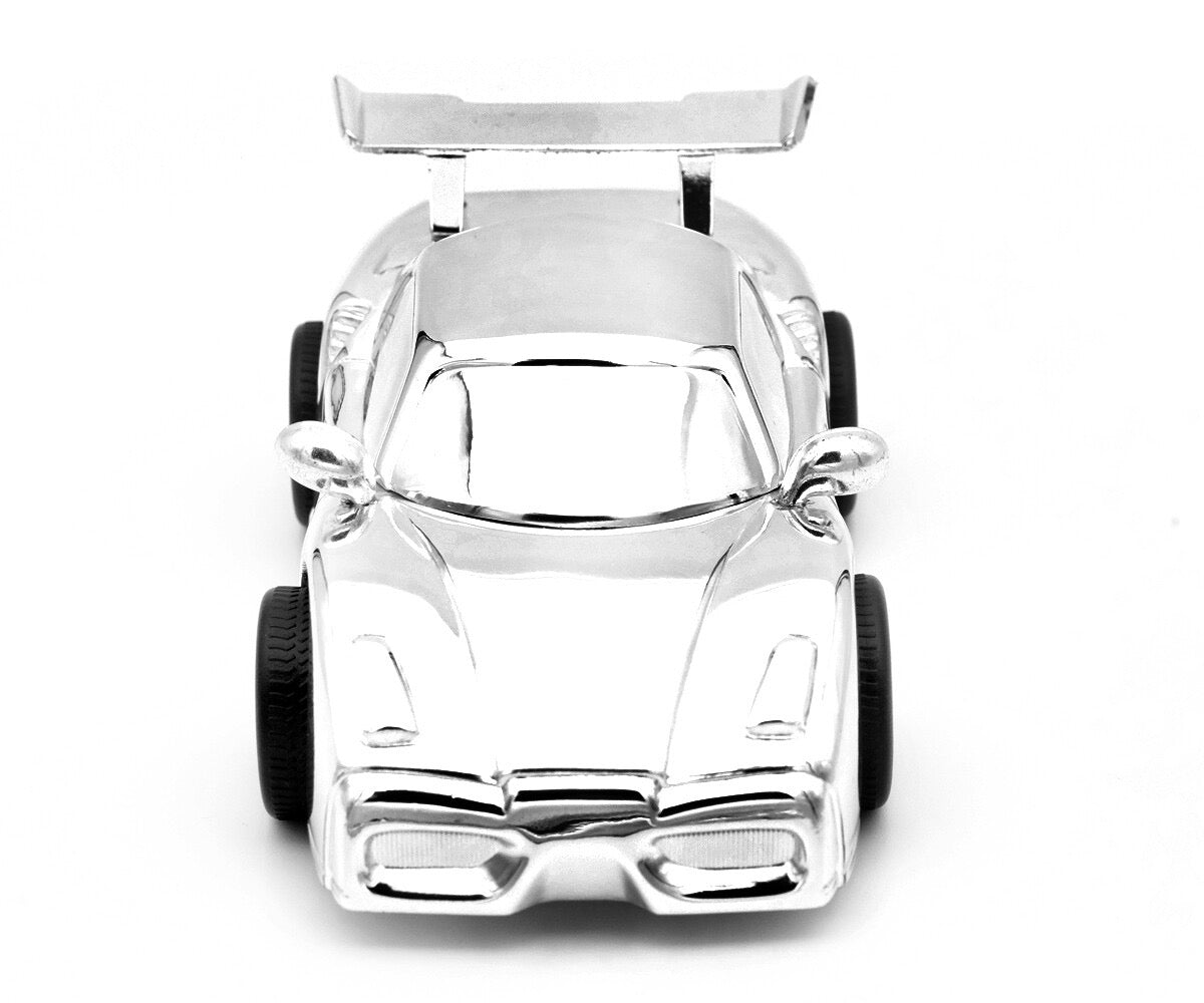 Silver Plated Racing Car Money Box Christening Gift