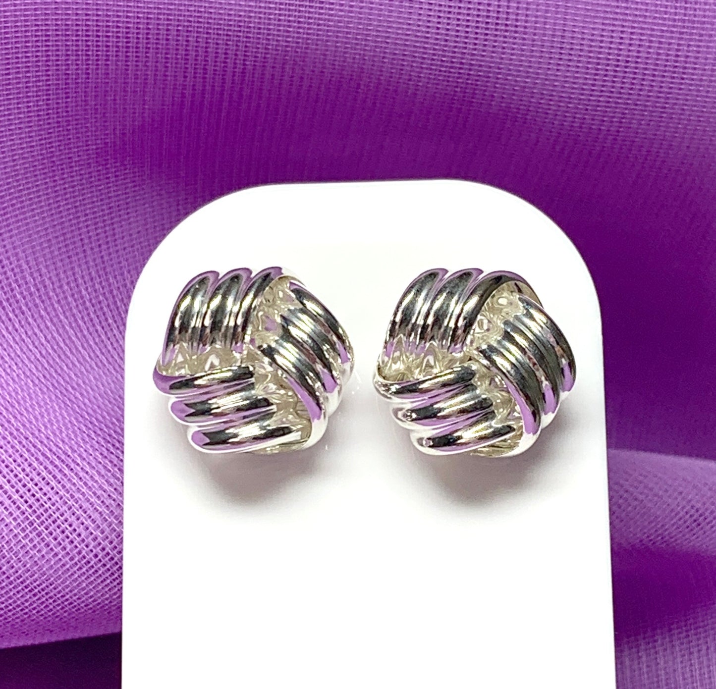 Sterling Silver Round Large Knot Stud Earrings