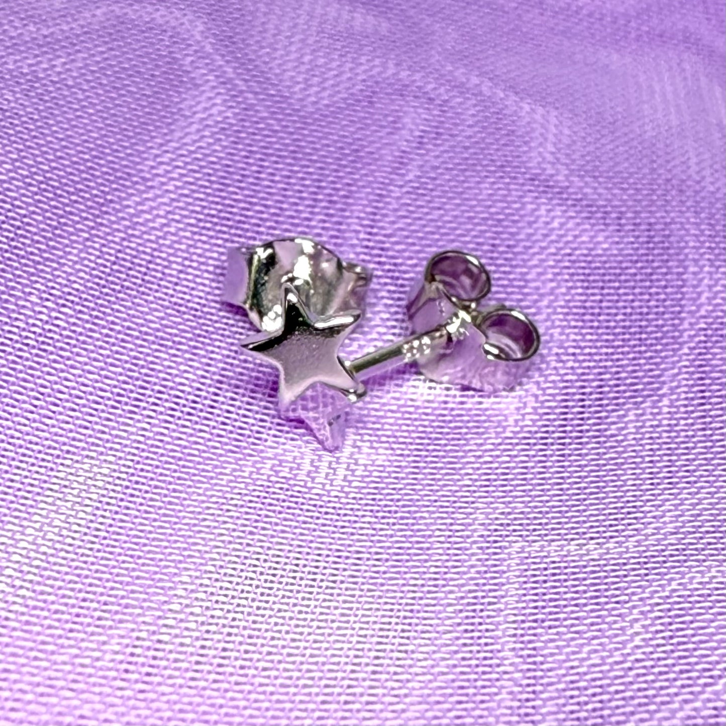 Sterling silver small star polished stud earrings