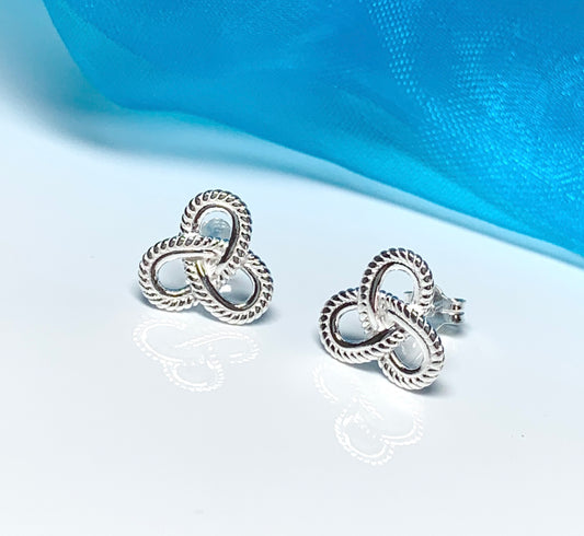 Sterling silver trefoil knot stud earrings