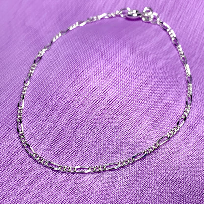 Silver bracelet ladies fine delicate Figaro link design solid