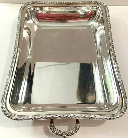 Silver plated serving tray with handles 10.5 inches x 7.5 inches - Pre Loved