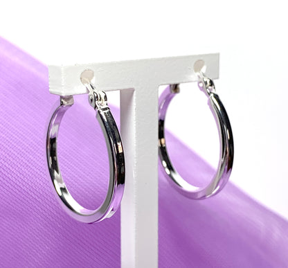 Sterling silver round hoop earrings 20 mm