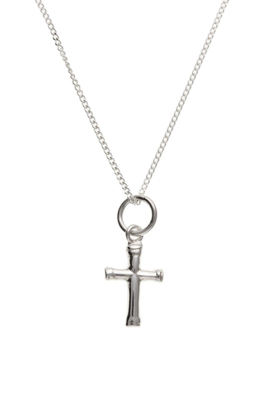 Small patterned cross sterling silver cross including chain