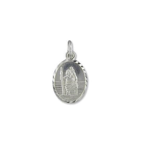 Small Sterling Silver Oval St. Christopher Including Chain