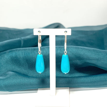 Small Teardrop Turquoise Sterling Silver Drop Earrings