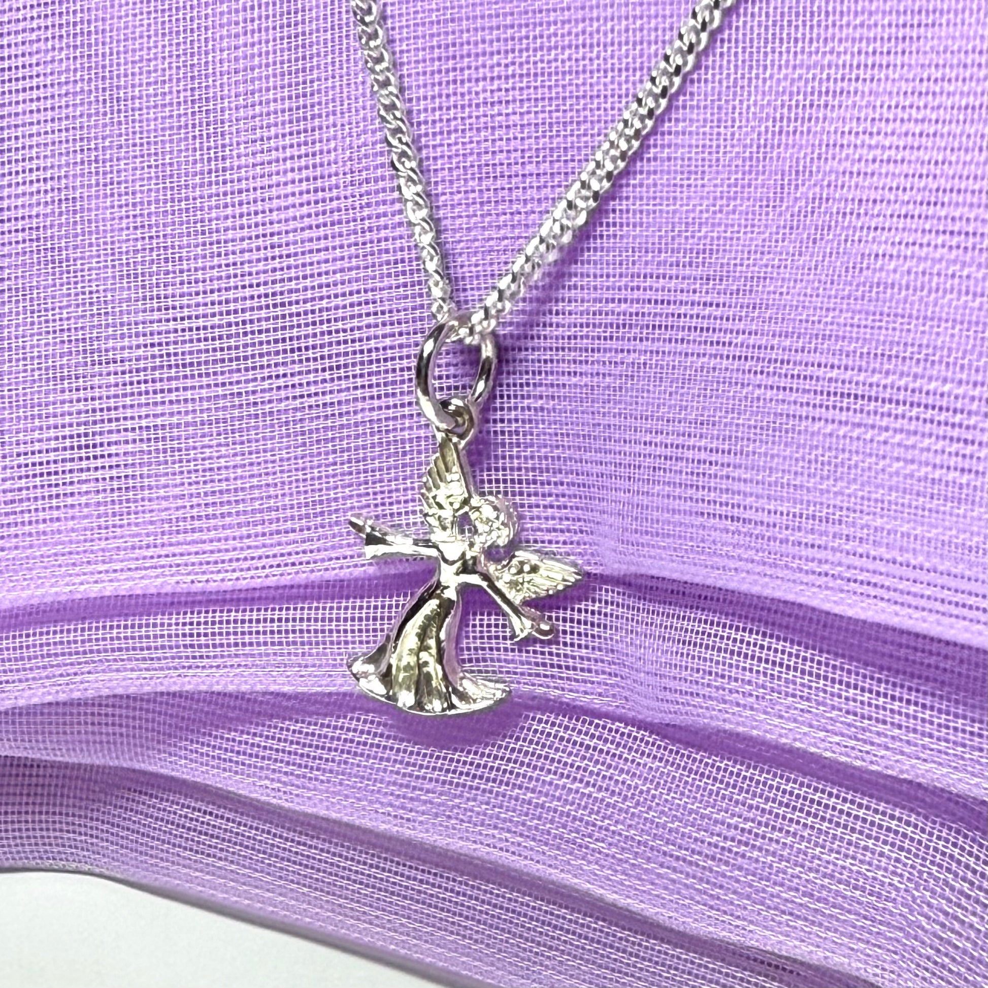 Small Angel Charm Sterling Silver Necklace Pendant