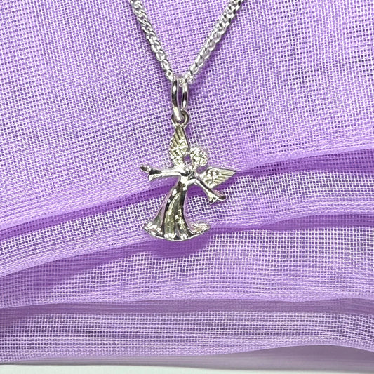 Small Angel Charm Sterling Silver Necklace Pendant
