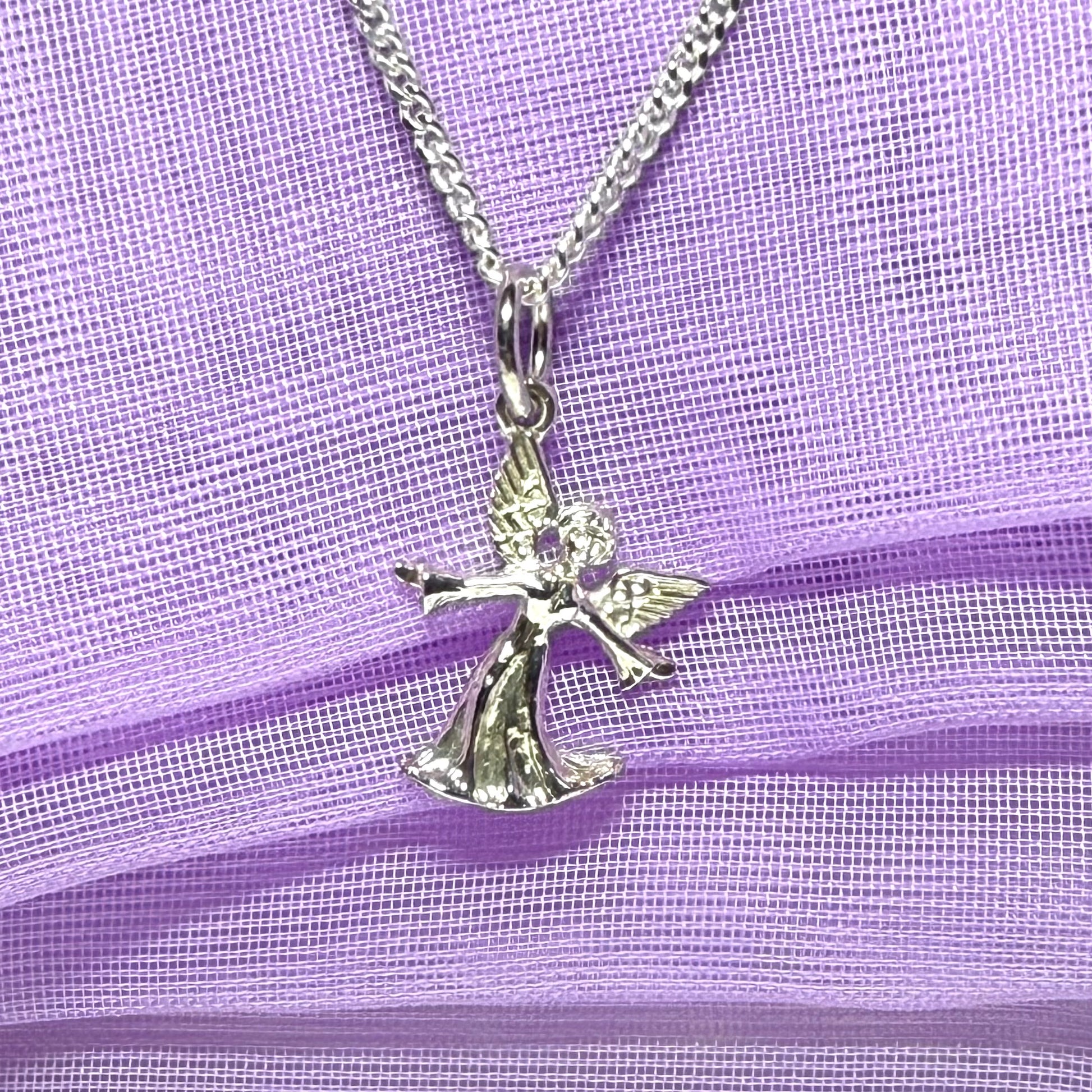Small Angel Charm Sterling Silver Necklace Pendant