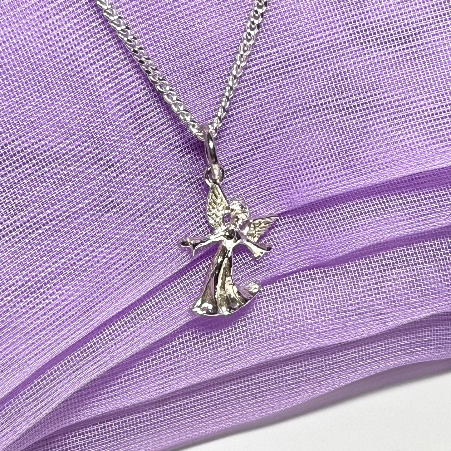 Small Angel Charm Sterling Silver Necklace Pendant